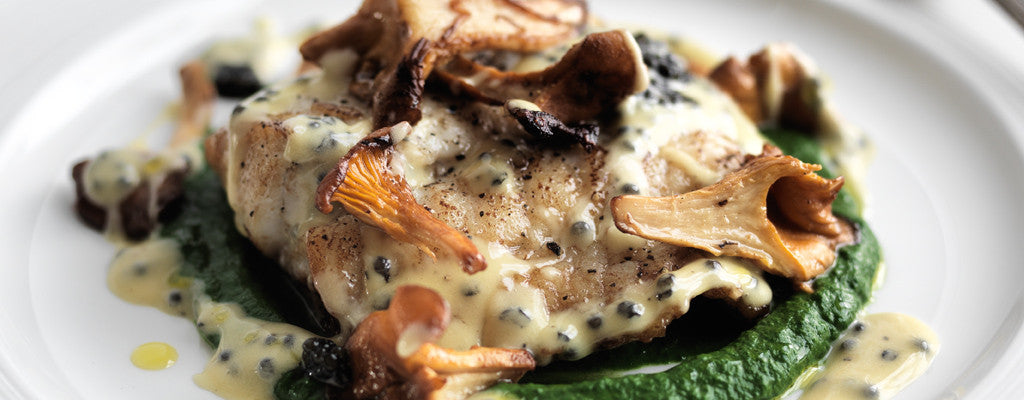 Pan Seared Halibut with Caviar Butter Sauce